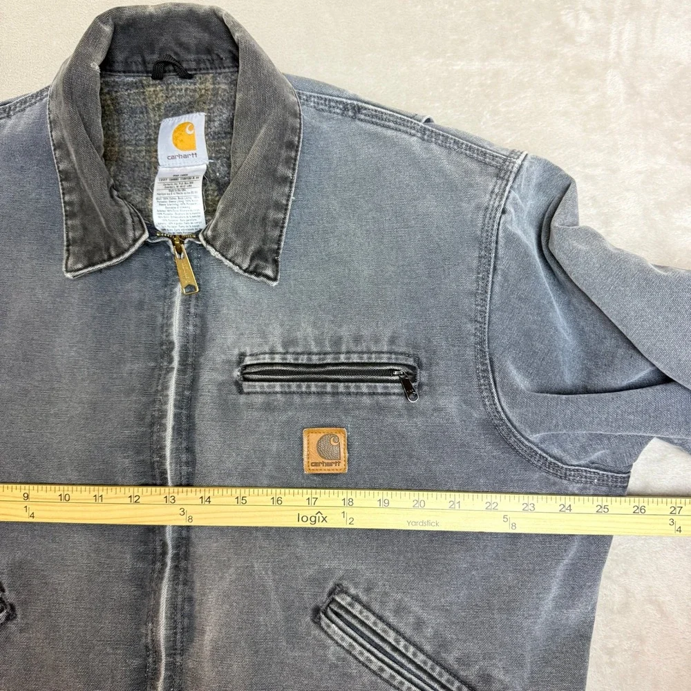 Vintage Carhartt Detroit Jacket Men L J97 PTL Petrol Grey Blanket Lined USA Y2K